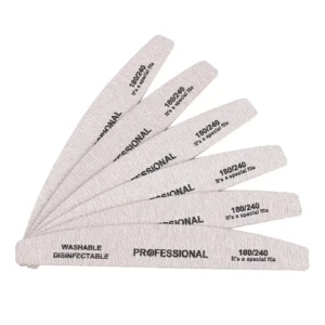 Washable Wood Sandpaper Nail File 180 240 Professional Emery Board Manicure Buffer Grey Boat Double sided Pedicure Buffer