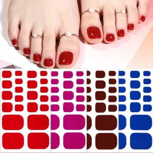 Waterproof Popular Style Pink Gradient 3D Eye Cat Foot Nail Stickers Polish Nail Strips Plastic Teo Nail Wraps Teo Nail Stickers