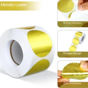 Waterproof Self Adhesive Shiny Gold Stamped Reusable Scratch Off Strong Adhesive Paper Stickers Labels