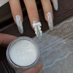 Wedding Dress White Nail Art Crystal Sand Glitter Powder Sequins Reflective Fine Diamond Powder Whitening Glitter Powder