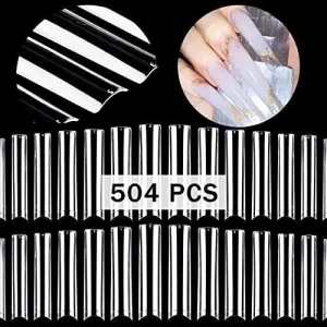 Westink 504 Pcs Press on Nails Tips Private Label Curve Long Coffin Gelx Nail Tips