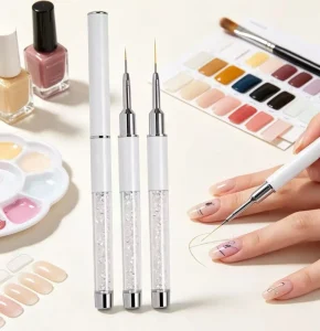 White Gel Nail Brush Customized Private Label Nail Art Liner Brush for Nail Salon&Home DIY Rhinestone Handle