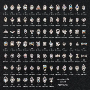 White Rhinestone Combination 3D Nail Art Decorations Alloy Nail Charms Nail Supplies
