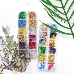 Whole Sale Glitter Tinfoil Nail Art Stickers UV Gel Crystal Manicure Tin Foil Decals Nails Designs Nail Art Beauty Decoration