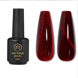Wine Red Dark Red Cat Eye Magnetic Shimmer Gel Nail Polish 15ML 0.5 Fl Oz