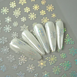 Winter Snowflake Nail Decals Decoration DIY 3D Self Adhesive Snowflake Nail Art Sticker Accessories for Winter Manicure DIY