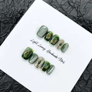 Wizard Oz Cat’s Eye Gradient Pre designed Handmade Wearable Nail Tips Light Luxury Pure High Quality