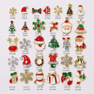Women’s 3D DIY Nail Art Accessories Metal Ornements for Christmas