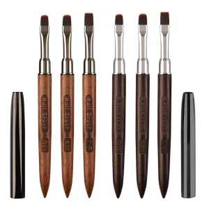 Wooden Handle Nail Art Brushes 3D Custom Logo Design Nail Brushes for Acrylic