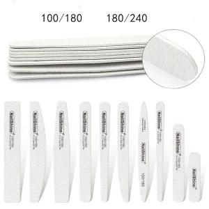 Wooden Nail File Professional Nail Art Sanding Buffer Files 100 180 180 240 Double Side for Salon Manicure Pedicure UV Gel Tips