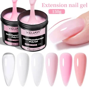 XEIJAYI 6 Colors Hard Gel Nail Builder Soak Off Gel Nail Extensions 150g Jar Uv Gel Builder for Nails Salon