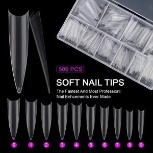 XXL French Nail Tips Full Cover Clear Nail Tips Press on False Nail Tips