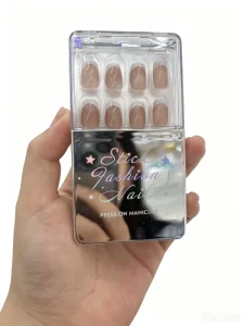 Xuannail Short Coffin 30pcs Cat Eye Chrome Box French False Nail Tips Press on Nail