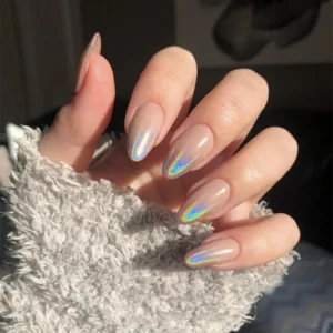 Y-200 M-Size French Ballerina Design Artificial Press-On False Nails ABS Material OEM with Fingertip Fantasy Color Printing