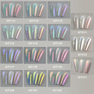 YOKEFELLOW GleamTap Chrome Nail Powder Nail Art Glitter 0.3g Jar GT111 311 Mermaid Aurora Effect Decoration Powder for Manicure