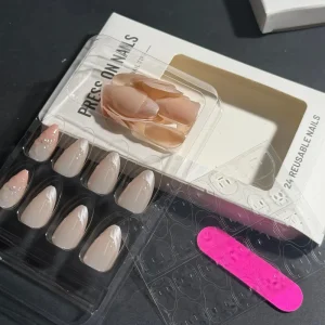 Z985 ABS Full Cover Transparent Classic Square French Tip Press on Nails Glue for Special Occasion