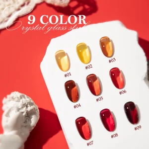 ZRKGEL Newest Nail Supplier 9 Colors Red Jelly Gel Polish Soak Off Low MOQ Translucent UV LED Gel for Nail Art DIY