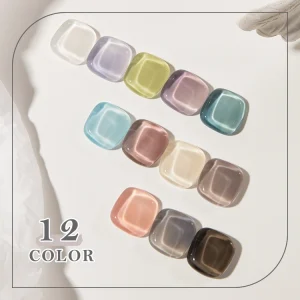 ZRKGEL Professional 12 Color Translucent Icy Jelly UV Gel Nail Polish Set Long Lasting Easy Brush On & Soak Off Private Label