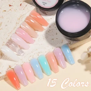 ZRKGEL15 Professional Fashion Colors Jelly Hard Builder Nail Gel Strengthening Nail Extension Gel for Professional Nail Techs