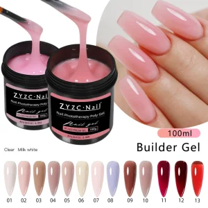ZYZC UV Nail Gel Polish 100ml 13 Colors Non Toxic Natural Format Quick Extension & Long Lasting Nail Art Gel