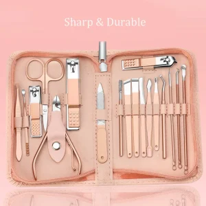Zipper Style Curved Blade Stainless Steel Nail Clippers Set 18 Piece Set Finger Nail Clipper Custom