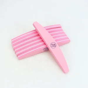 Ziri Premium Quality Professional Halfmoon Double Side 100 180 Emery Board Pink Sponge Nail File for Salon