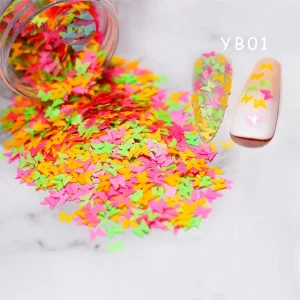 neon butterfly sequins nails glitter powder fluorescent flake for Nail Art Decoration